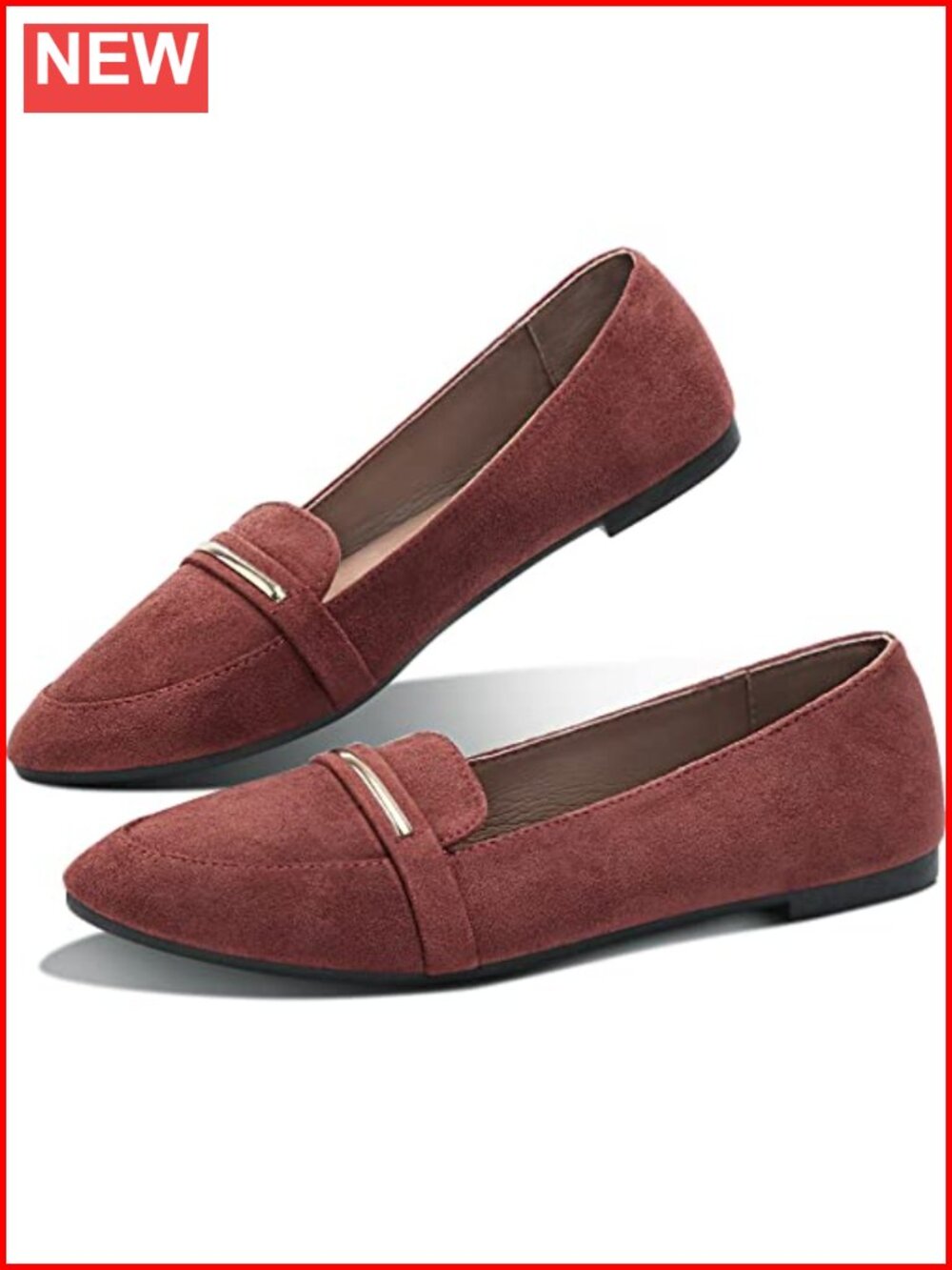 Women's Pointy Toe Loafer Flat Faux Suede Work Shoes Comfortable Slip On Ballet